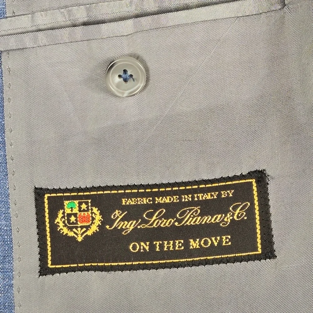 Loro Piana On The Move Sport Coat Blazer Mens 42S Cremieux Blue Wool Silk Linen